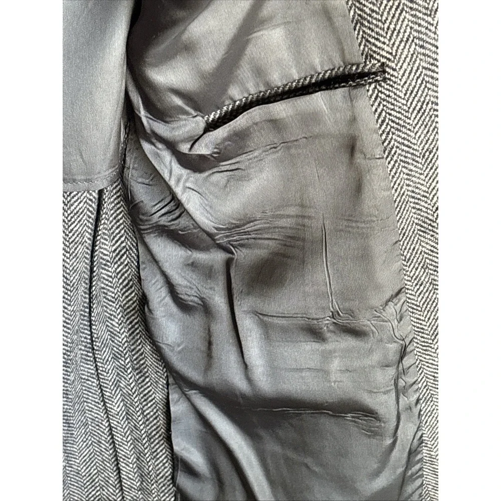 Anderson Little Mens Grey Herringbone Blazer Sport Coat Two Woven Buttons Jacket